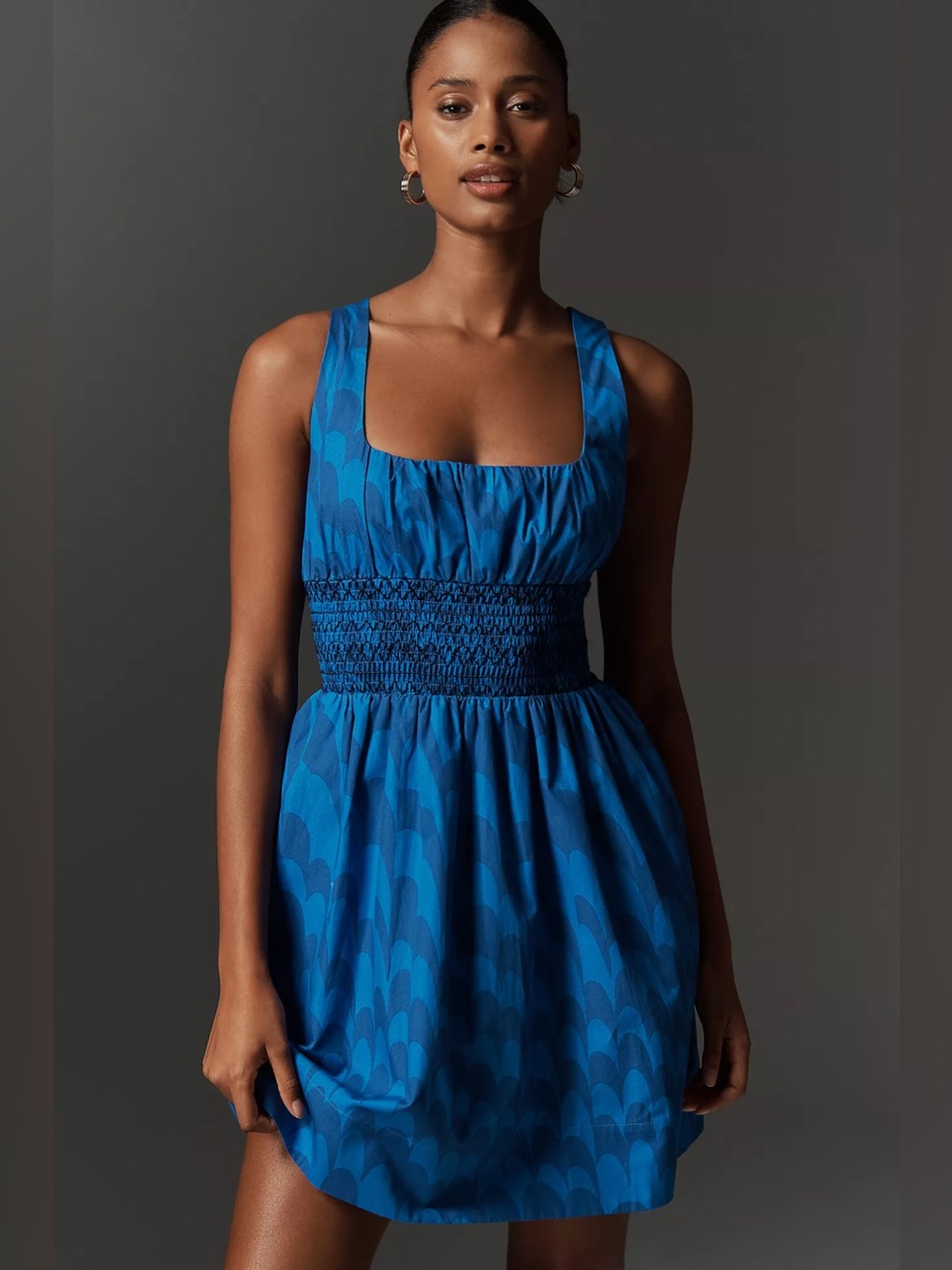 Maeve Sleeveless Square-Neck Smocked Mini Dress